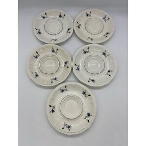KENSINGTON Staffordshire Ironstone Wayside 1821 Set of 5 Saucers England 6"